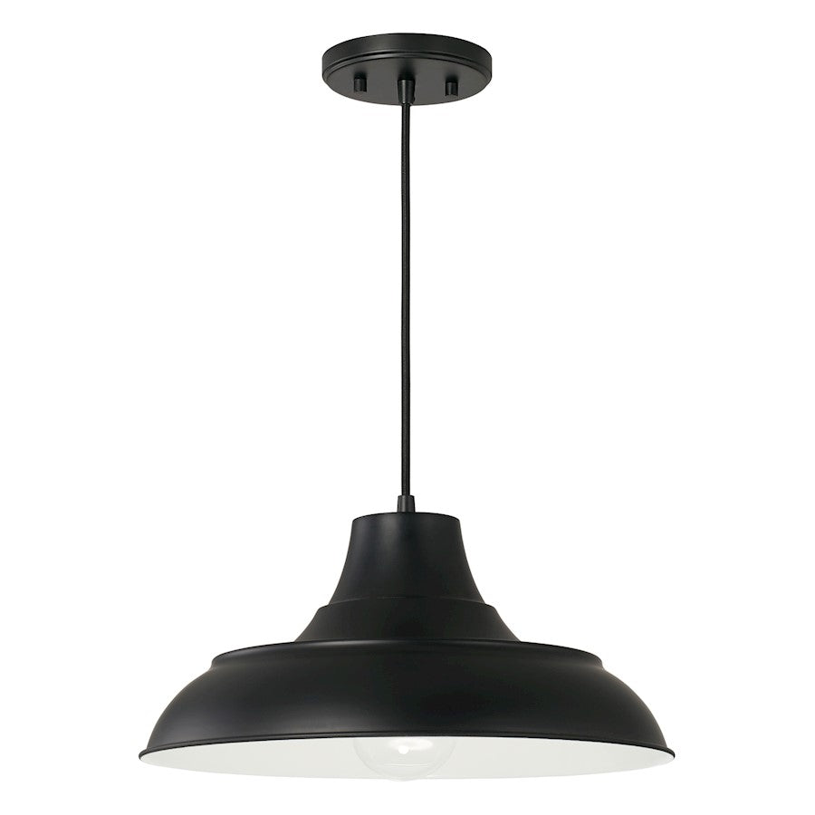 Capital Lighting Jones 1 Light Pendant in Matte Black