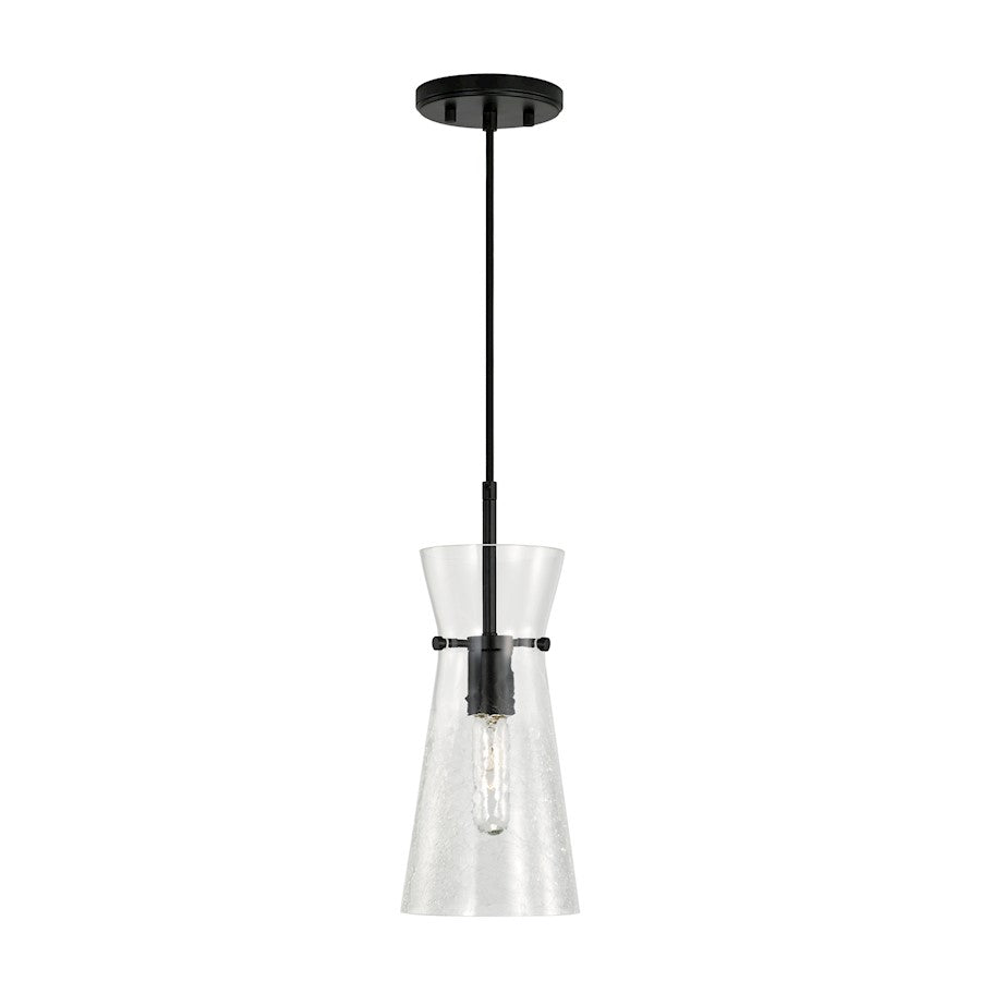 Capital Lighting Mila 1 Light Pendant, Clear Half-Crackle