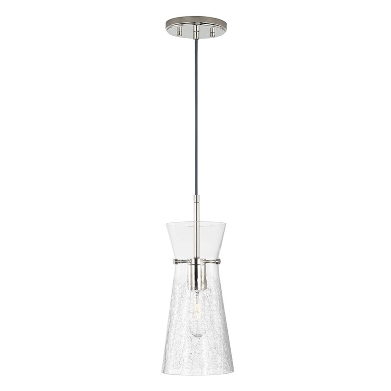 Capital Lighting Mila 1 Light Pendant, Clear Half-Crackle