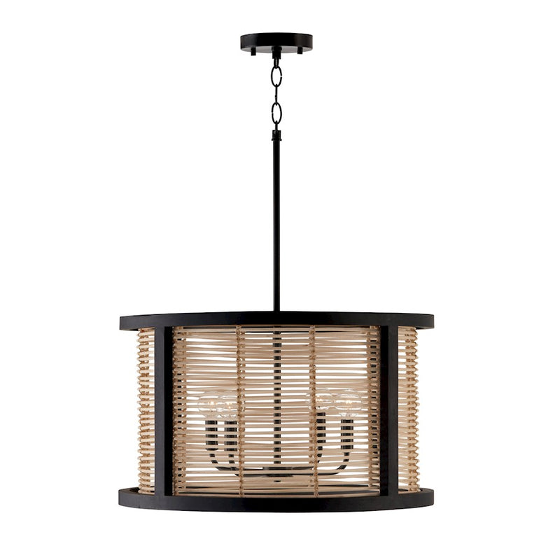 Capital Lighting Rico 4 Light Pendant, Flat Black