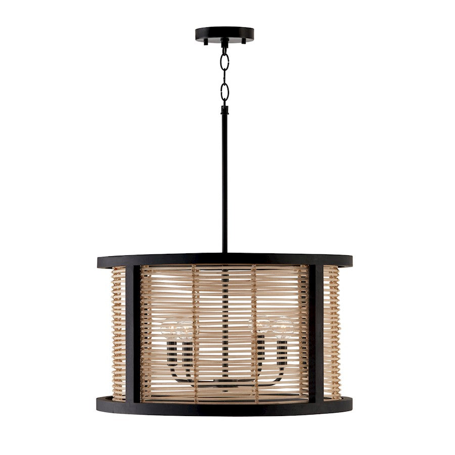 Capital Lighting Rico 4 Light Pendant, Flat Black