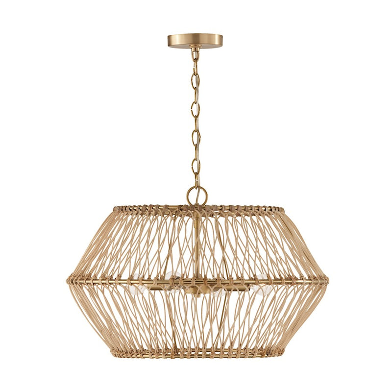 Capital Lighting Wren 4 Light Pendant, Brass/Natural