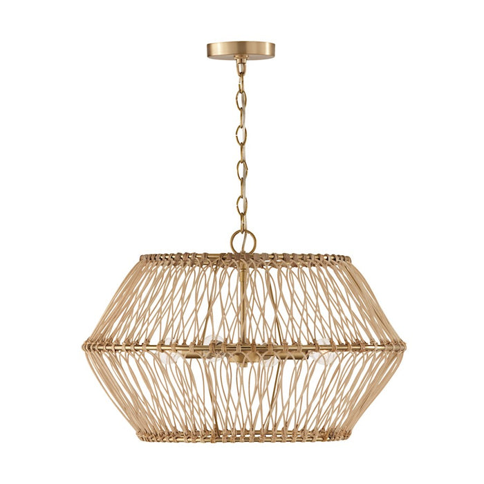Capital Lighting Wren 4 Light Pendant, Brass/Natural