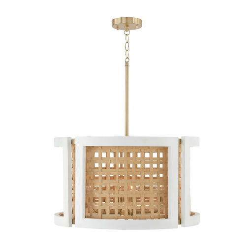 Capital Lighting Lola 4 Light Pendant, Flat White/Matte Brass
