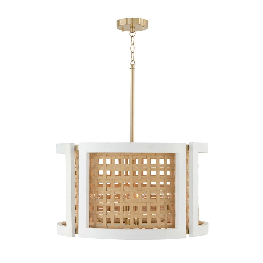 Capital Lighting Lola 4 Light Pendant, Flat White/Matte Brass