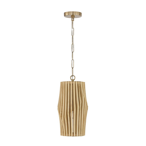 Capital Lighting Archer 1Lt Pendant, Blonde Wood and Matte Brass - 344613BWB