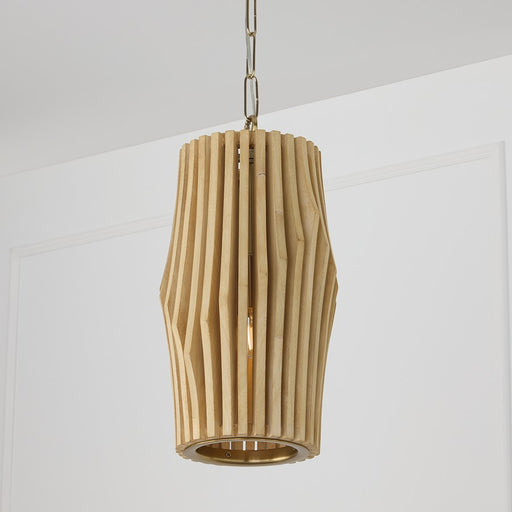 Capital Lighting Archer 1Lt Pendant, Blonde Wood and Matte Brass