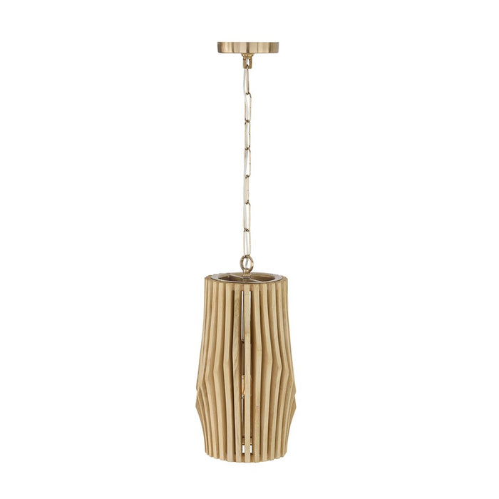 Capital Lighting Archer 1Lt Pendant, Blonde Wood and Matte Brass