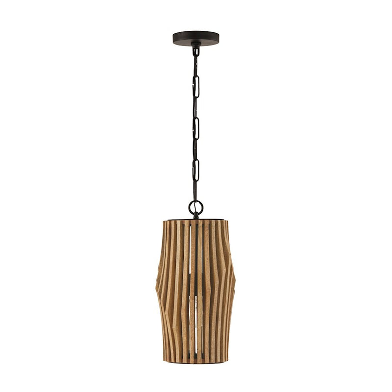 Capital Lighting Archer 1 Light Pendant, Wood/Black