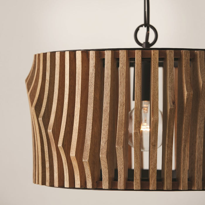 Capital Lighting Archer 1 Light Pendant, Wood/Black