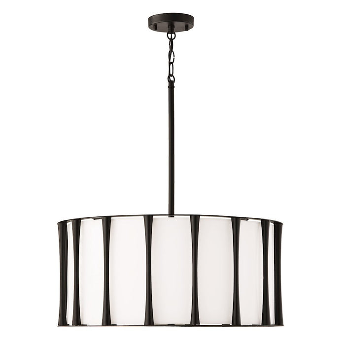 Capital Lighting Bodie 4 Light Pendant, Black/White Fabric