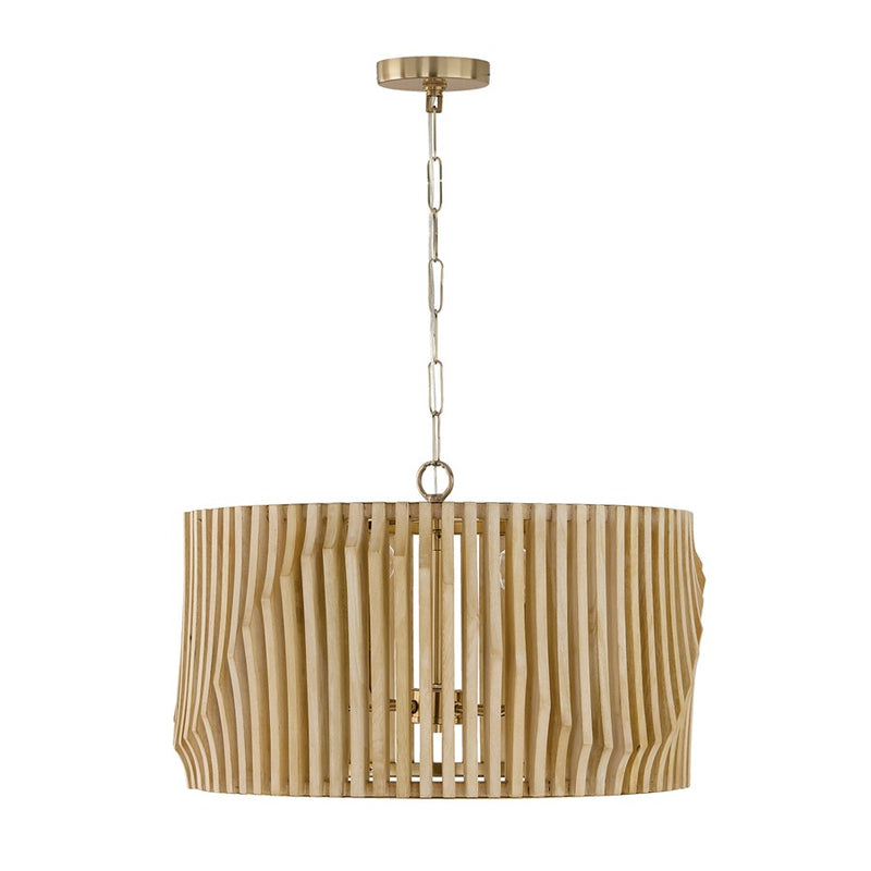 Capital Lighting Archer 4Lt Pendant, Blonde Wood and Matte Brass
