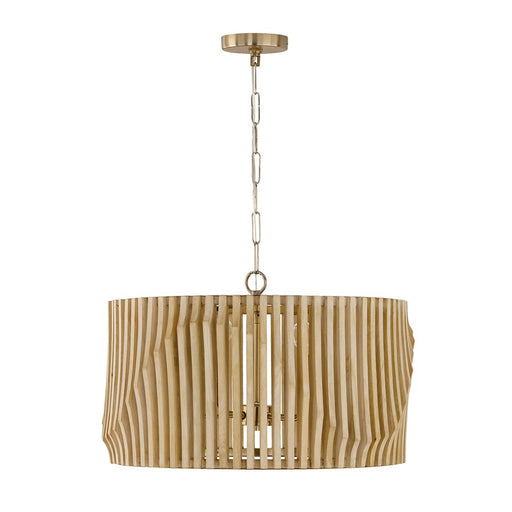 Capital Lighting Archer 4Lt Pendant, Blonde Wood and Matte Brass - 344642BWB