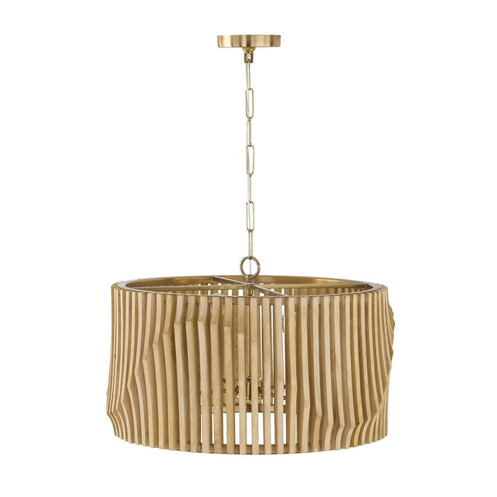 Capital Lighting Archer 4Lt Pendant, Blonde Wood and Matte Brass