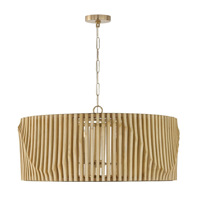 Capital Lighting Archer 6Lt Pendant, Blonde Wood and Matte Brass - 344664BWB