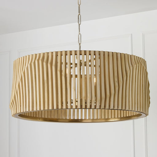 Capital Lighting Archer 6Lt Pendant, Blonde Wood and Matte Brass