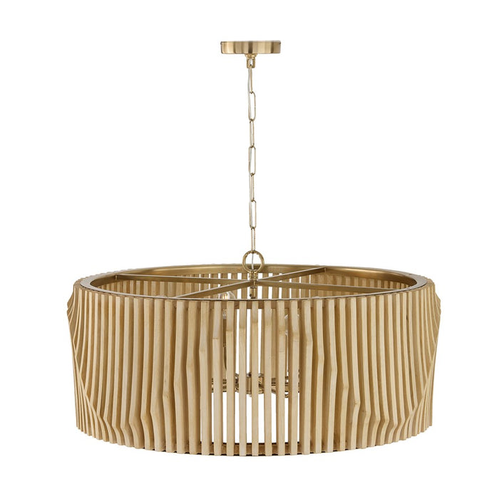 Capital Lighting Archer 6Lt Pendant, Blonde Wood and Matte Brass