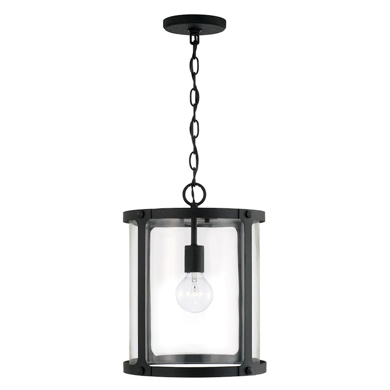 Capital Lighting Brennen 1 Light Pendant, Black Iron/Clear