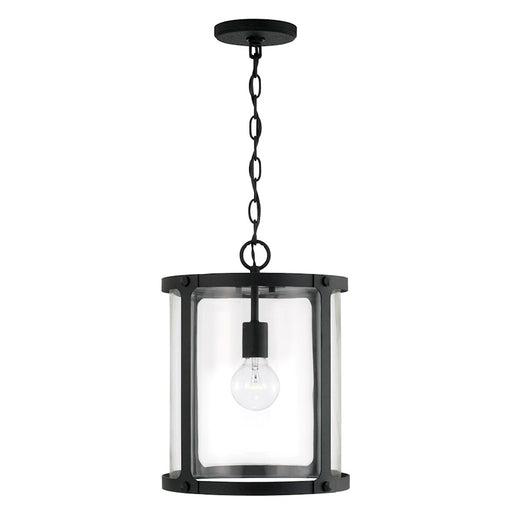 Capital Lighting Brennen 1 Light Pendant, Black Iron/Clear