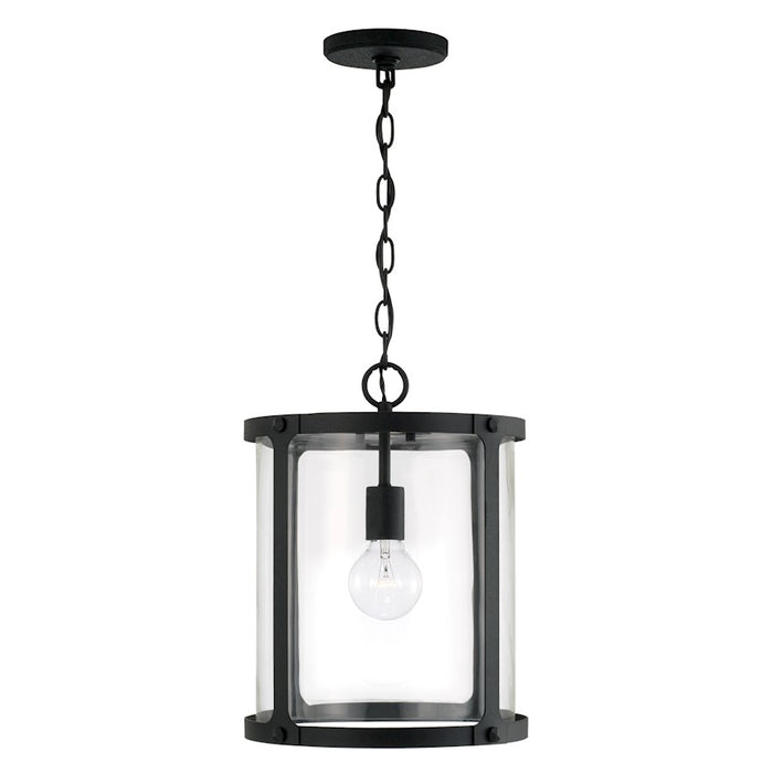 Capital Lighting Brennen 1 Light Pendant, Black Iron/Clear