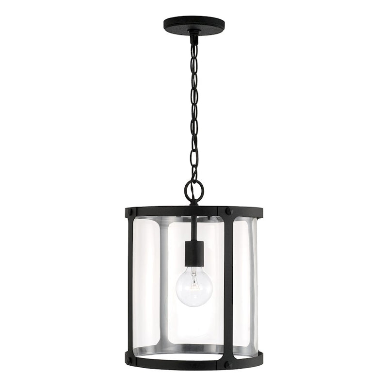Capital Lighting Brennen 1 Light Pendant, Black Iron/Clear