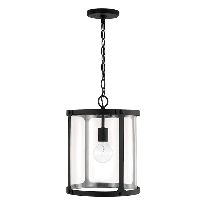 Capital Lighting Brennen 1 Light Pendant, Black Iron/Clear