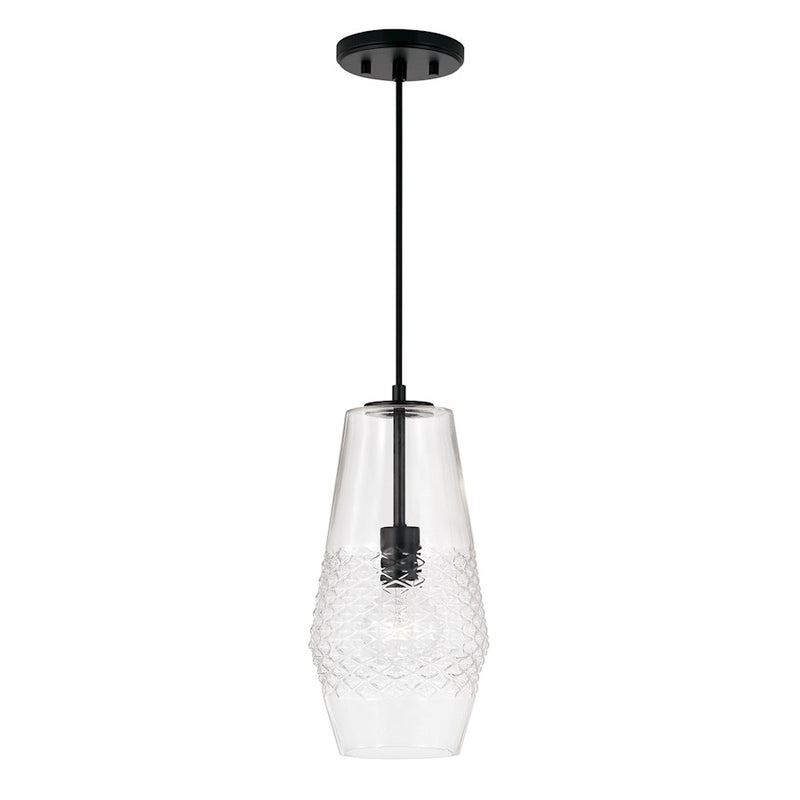 Capital Lighting Dena 1 Light Pendant, Diamond Embossed