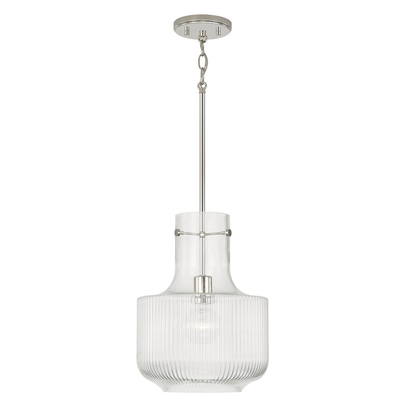 Capital Lighting Nyla 1 Light Pendant, Clear Fluted