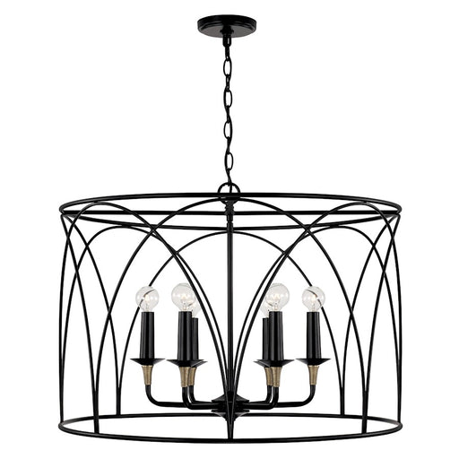 Capital Lighting Amara 6 Light Pendant, Matte Black/Brass