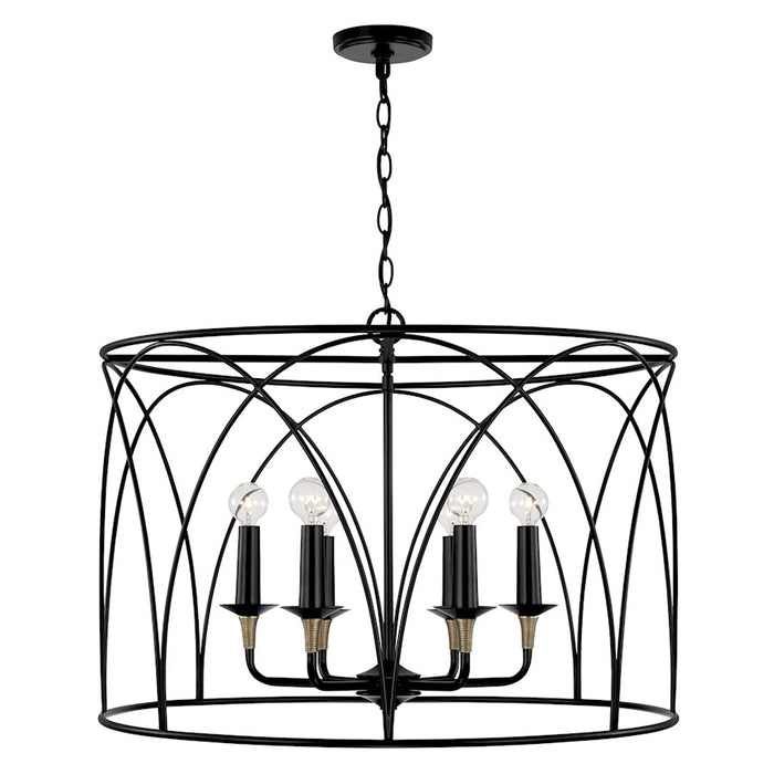 Capital Lighting Amara 6 Light Pendant, Matte Black/Brass
