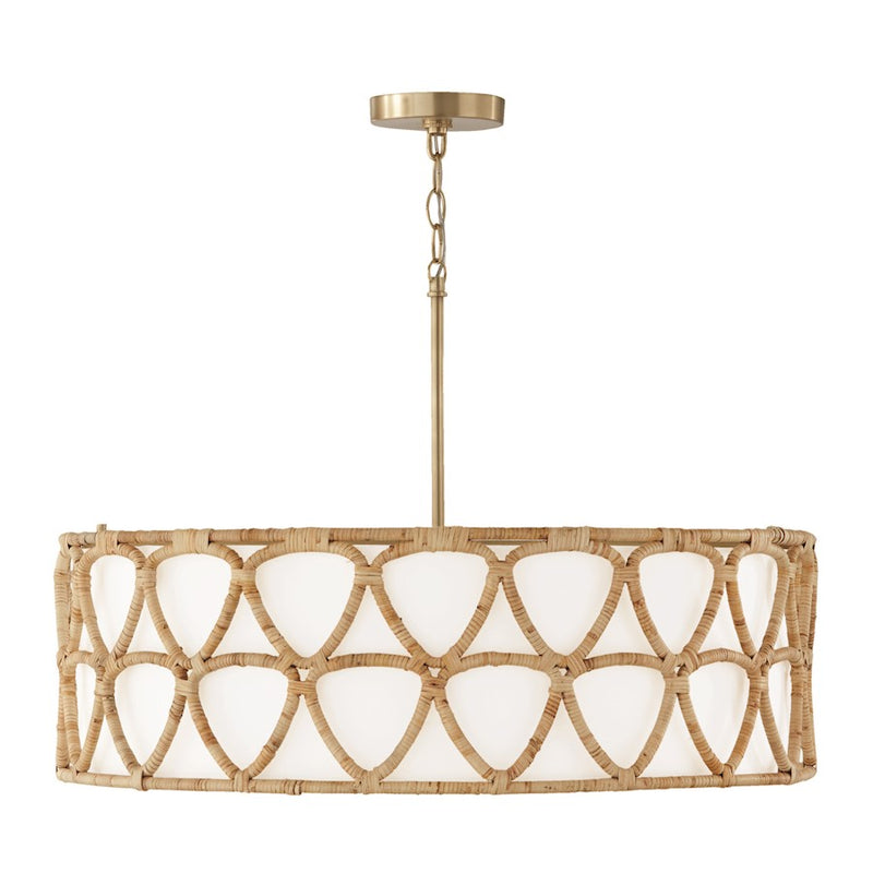 Capital Lighting Tulum 4 Light Pendant, Brass/White