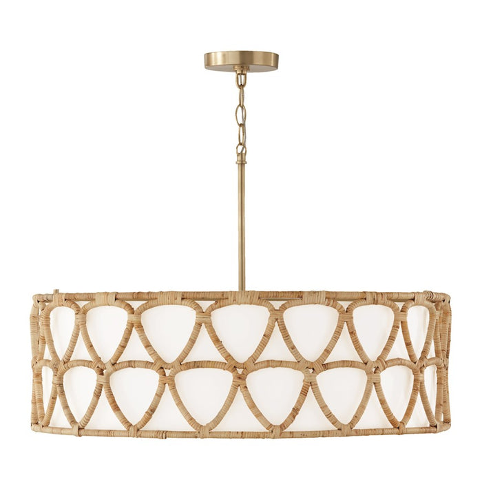 Capital Lighting Tulum 4 Light Pendant, Brass/White