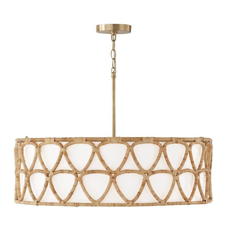 Capital Lighting Tulum 4 Light Pendant, Brass/White