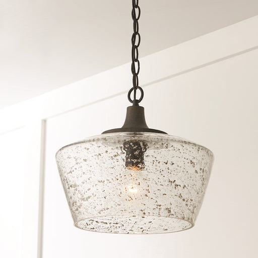 Capital Lighting Clive 1 Light Pendant, Grey/Black/Stone Seeded