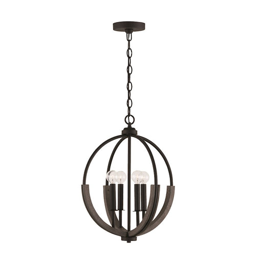 Capital Lighting Clive 4 Light Pendant, Grey/Black