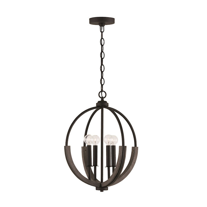 Capital Lighting Clive 4 Light Pendant, Grey/Black