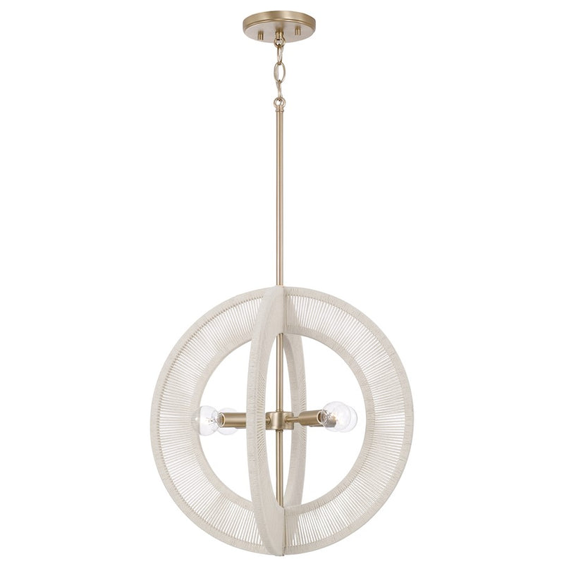 Capital Lighting Delaney 4 Light Pendant, Matte Brass