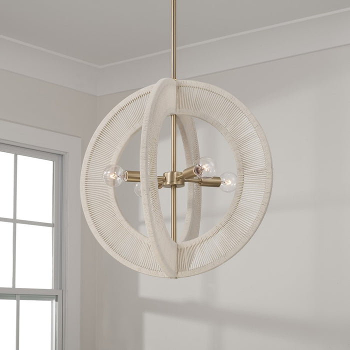 Capital Lighting Delaney 4 Light Pendant, Matte Brass