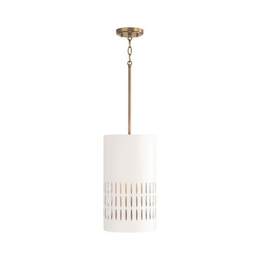 Capital Lighting Dash 1 Light Pendant, Aged Brass/White