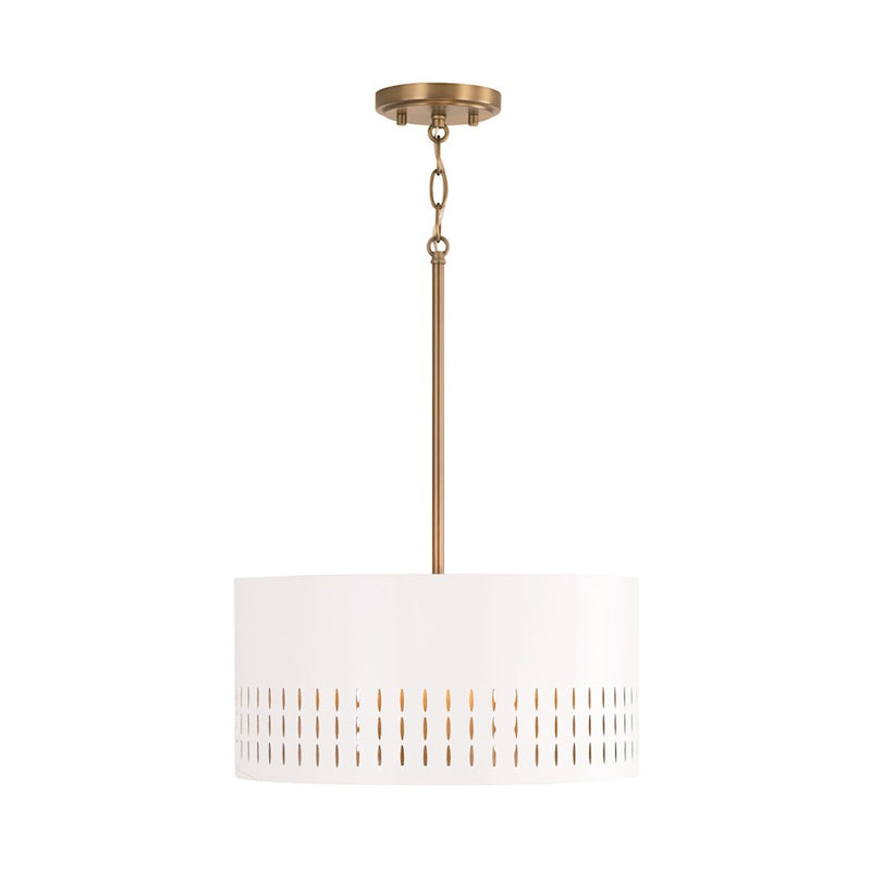 Capital Lighting Dash 1 Light Pendant, Aged Brass/White