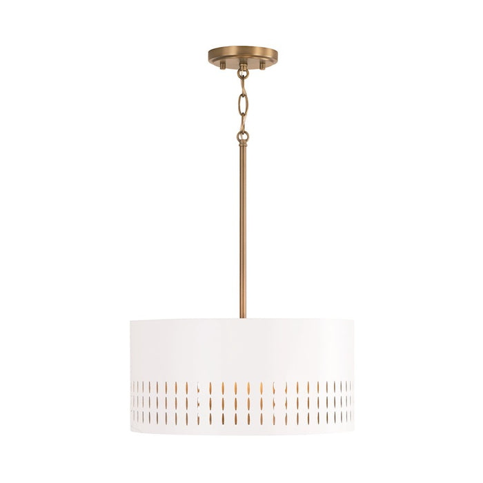 Capital Lighting Dash 1 Light Pendant, Aged Brass/White