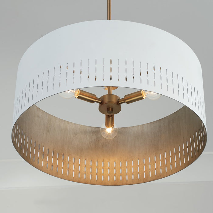 Capital Lighting Dash 3 Light Pendant, Aged Brass/White