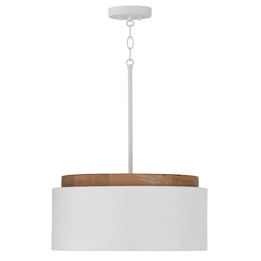 Capital Lighting Liam 1 Light Pendant, Light Wood/White/Soft White