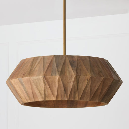 Capital Lighting Nadeau 6 Light Pendant, Light Wood/Patinaed Brass