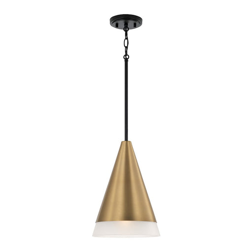 Capital Lighting Avant 1 Light Pendant, Brass/Black/Frosted