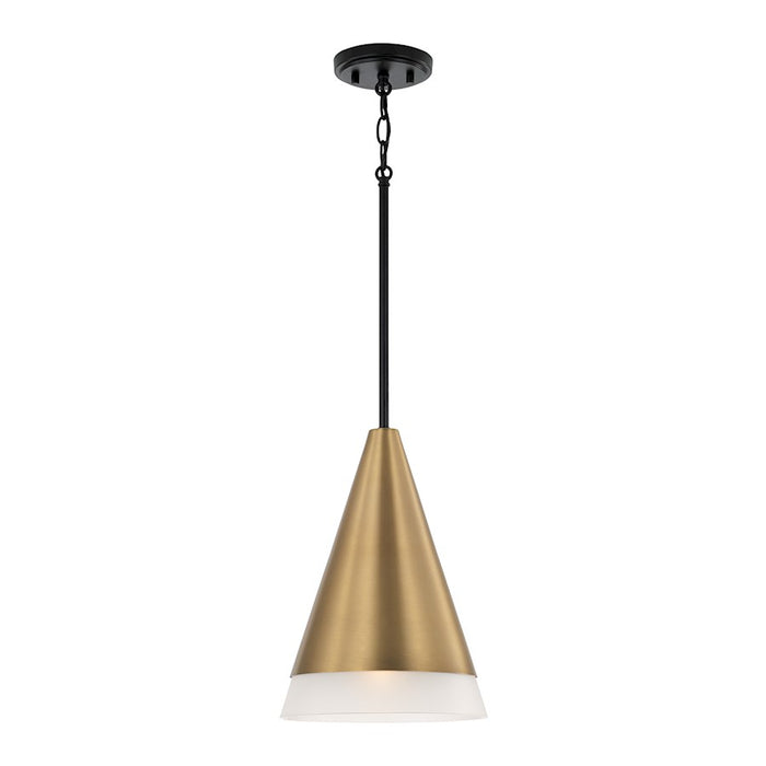 Capital Lighting Avant 1 Light Pendant, Brass/Black/Frosted