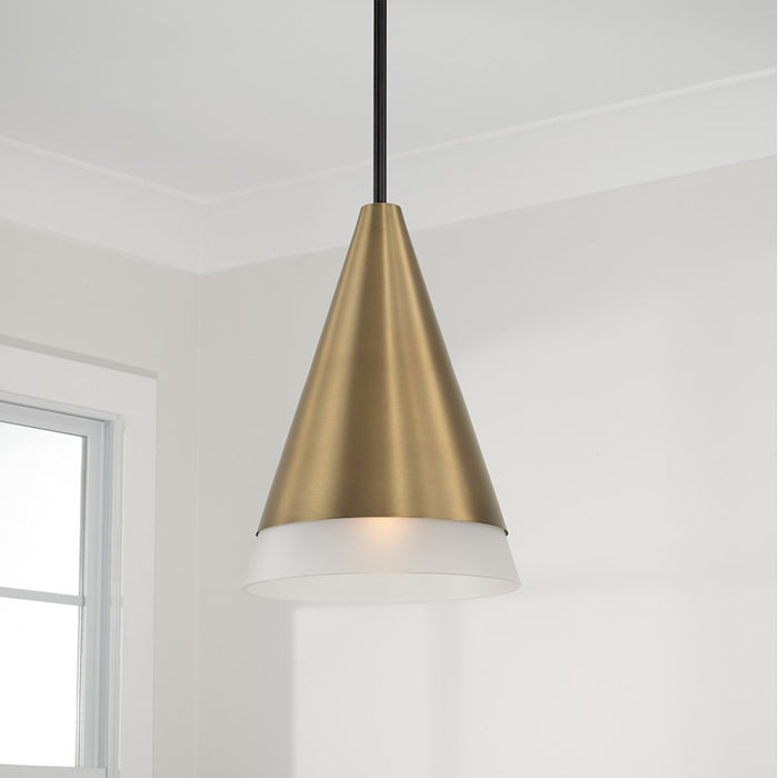 Capital Lighting Avant 1 Light Pendant, Brass/Black/Frosted