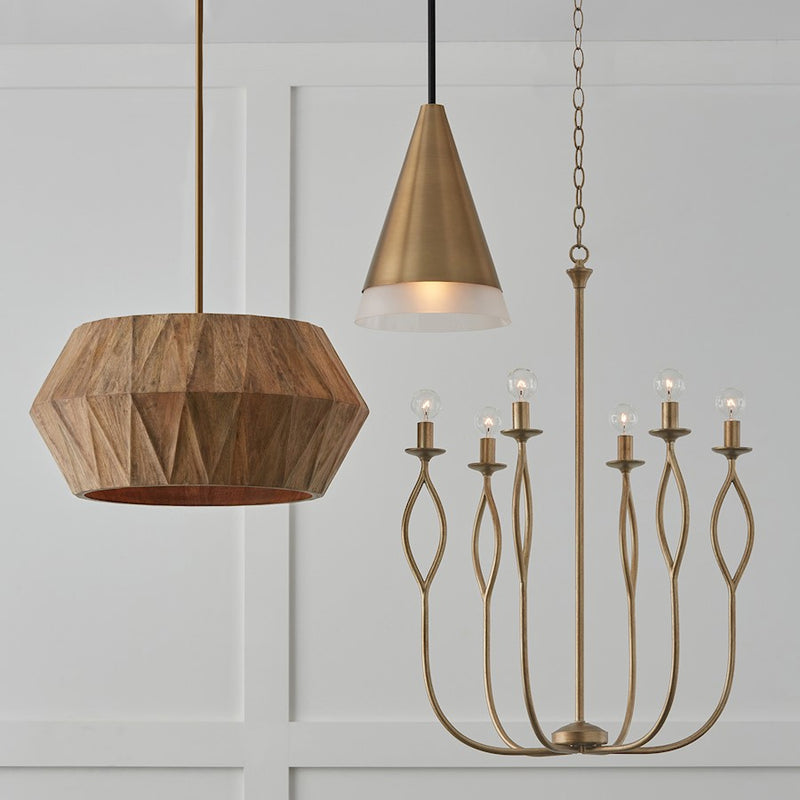 Capital Lighting Avant 1 Light Pendant, Brass/Black/Frosted