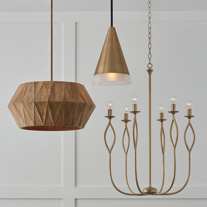 Capital Lighting Avant 1 Light Pendant, Brass/Black/Frosted