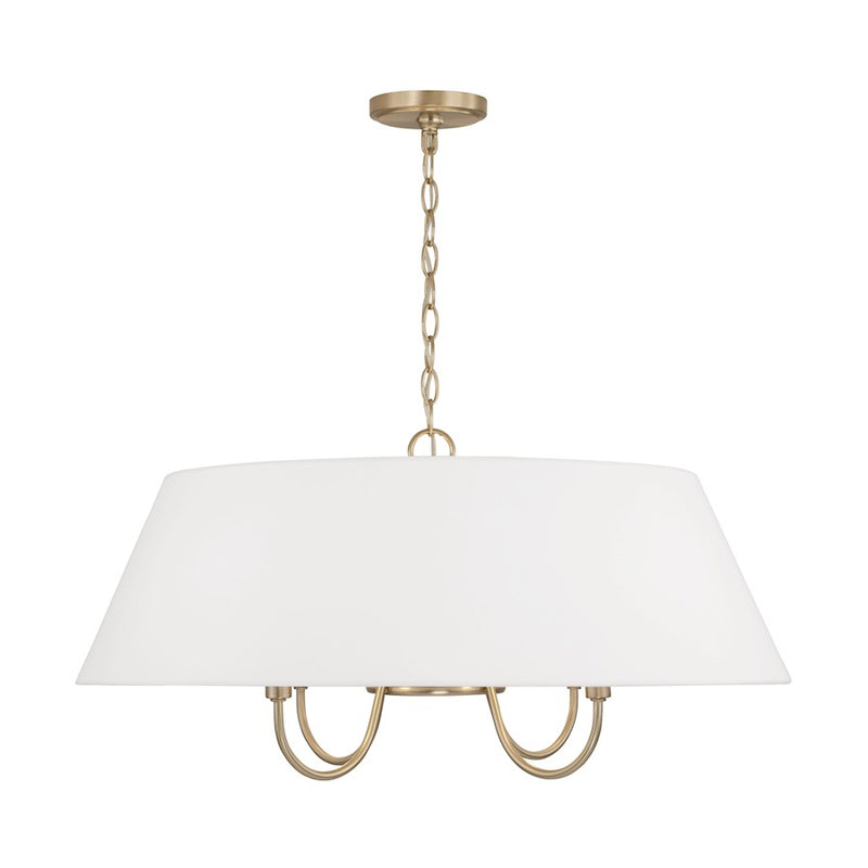 Capital Lighting Julia 4Lt Pendant, Brass/White Bolt-On